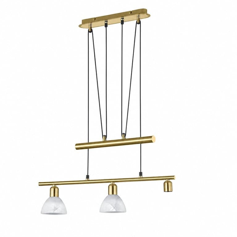 Trio Leuchten Levisto 371010308 LED függőlámpa matt sárgaréz — A 3 db lámpabúrábol 1 db törött a többi hibátlan (állapot: lásd a 2. képet)