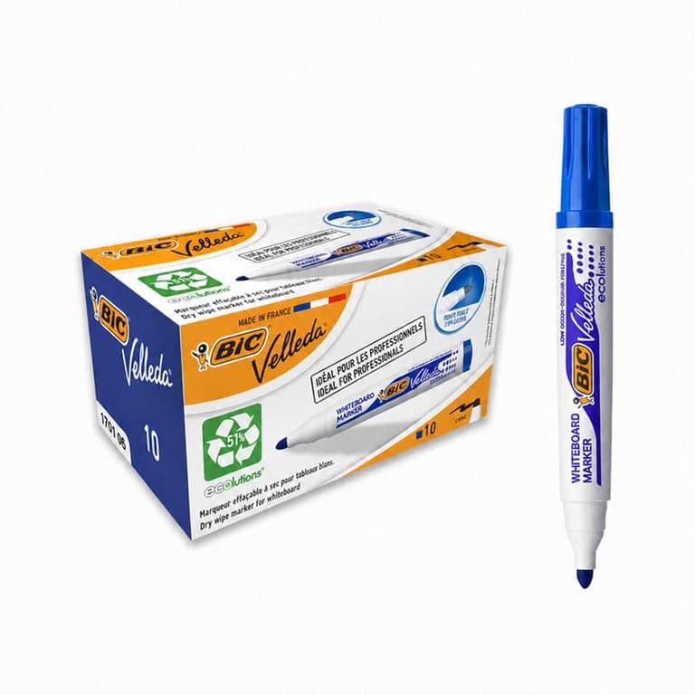 BIC Velleda Ecolutions 1701 Táblamarker Kék Whiteboard Filc Irodai és Iskolai Használatra 10 db-os Csomag