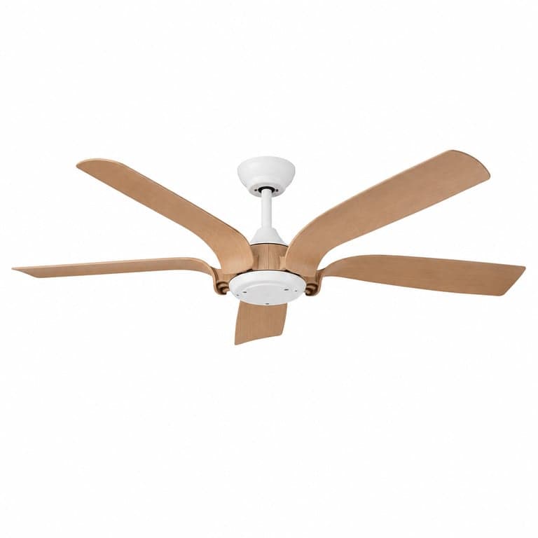 CJOY Mennyezeti Ventilátor LED Világítással 142 cm Fehér Fa Dizájn — hibás, alkatrésznek: a motor nem működik (állapot: lásd a 2. képet)