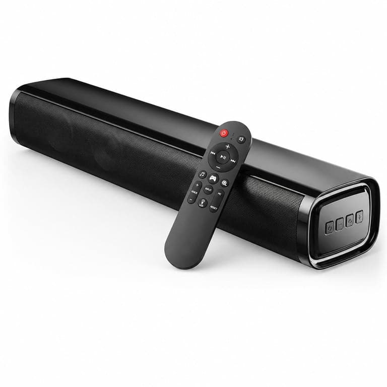 MEVOSTO 60W Mini Soundbar TV-hez és PC-hez, 2.1 csatornás beépített mélynyomóval — toltő kábelt nem tartalmaz (állapot: lásd a 2. képet)