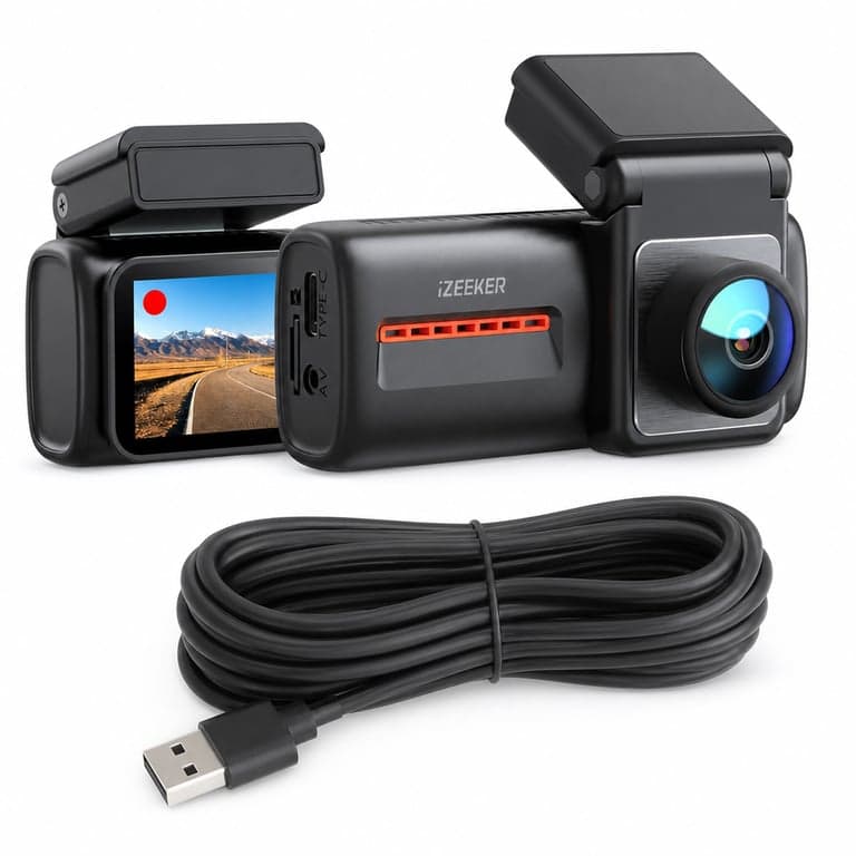 iZEEKER 4K+1080P menetrögzítő kamera WiFi 6, 32 GB SD kártya, éjszakai látás, parkolómód — SD-kártya nélkül (állapot: lásd a 2. képet)