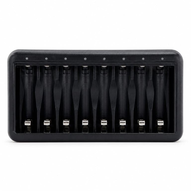 8 rekeszes USB-C akkumulátortöltő — Amazon Basics NiMH Újratölthető AA Ceruza Akkumulátor Szett (alkatrész)