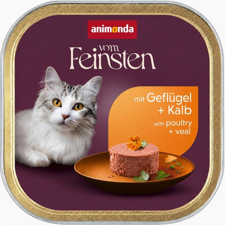 animonda Vom Feinsten nedves macskaeledel szárnyassal és borjúval, gabonamentes, 100 g, 1 db (készlet része)