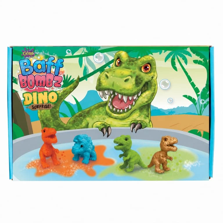 Simba Baff Dino Surprise pezsgő fürdőgolyó szett 4 db dinoszaurusz figurával, 3 féle szín, 100 g, 3 éves kortól