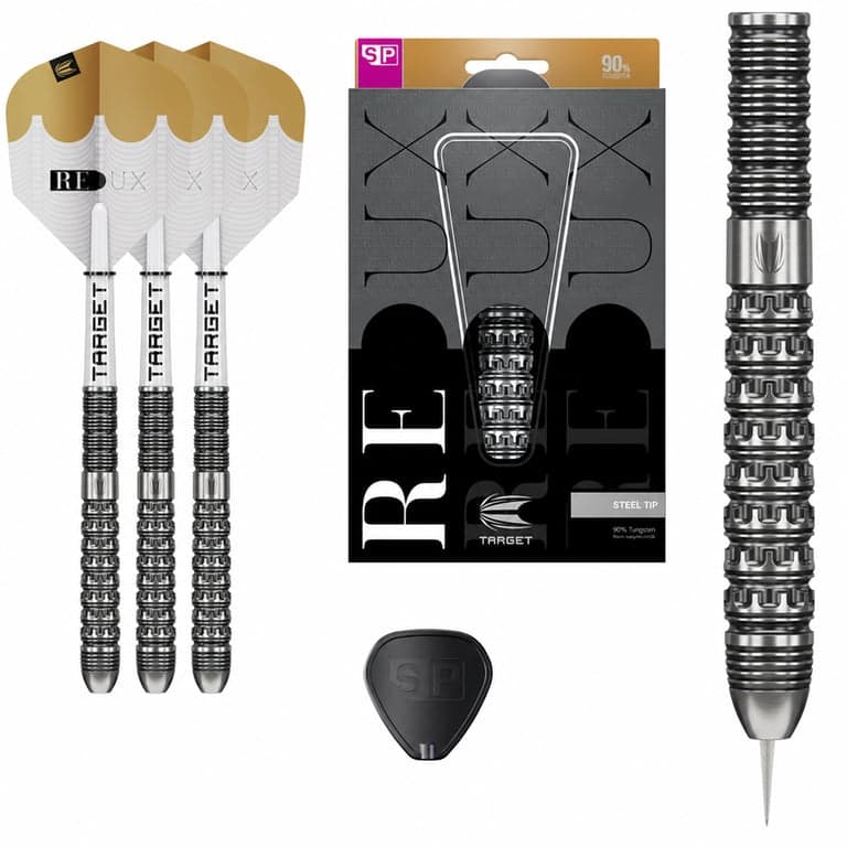 Target Darts Redux 90% Wolfram Swiss Point Acélhegyű Darts Szett Barrel 03 24g Arany DX — 1 db nyíl hiányzik (állapot: lásd a 2. képet)