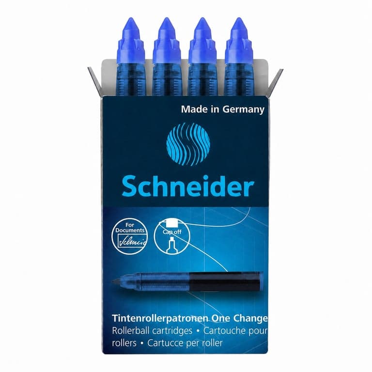 Schneider One Change rollertoll csere tintapatron kék, nem törölhető tinta, csomag helyett 4 db, 185403