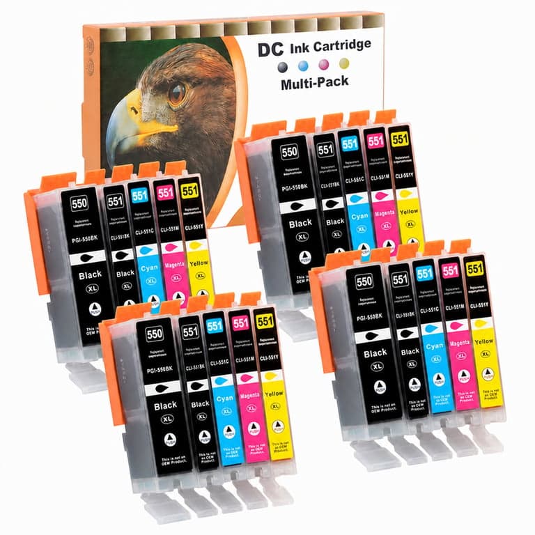 LOSMANN D&C 19 db Tintapatron Canon PGI-550 CLI-551 XL Pixma iP7250 iP8750 MG5450 MG5550 MG5650 MG6450 MG6650 MG7150 MX725 MX925 fekete