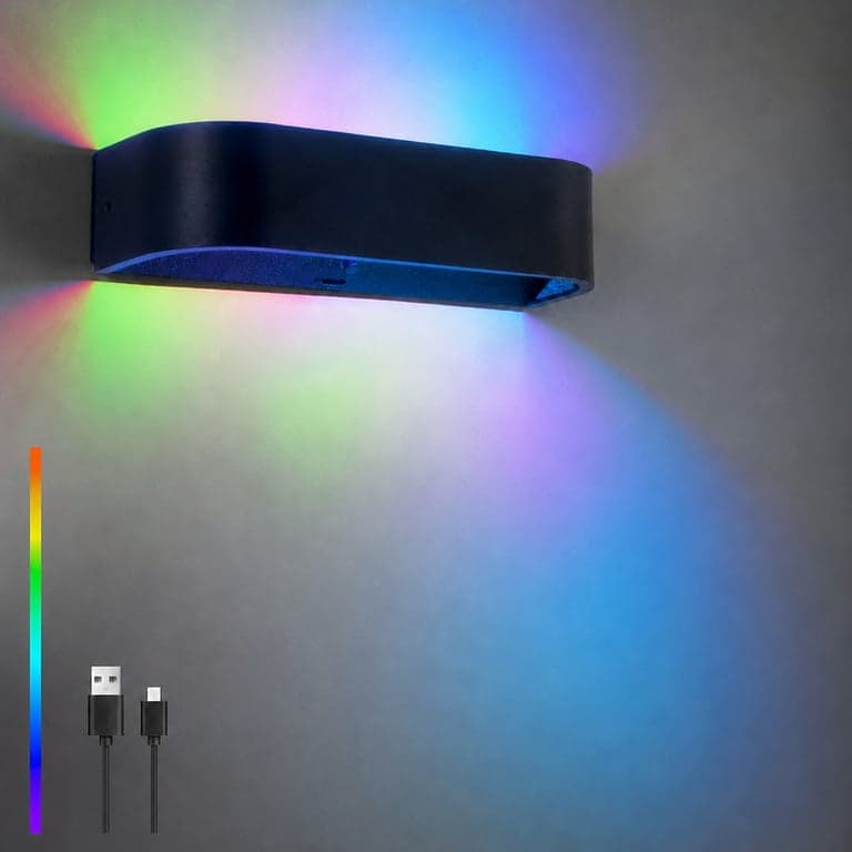 SURPALIG RGB LED Fali Lámpa 1 db, 16 Szín, 6000 mAh Akkumulátor, Dimmelhető Távirányítóval és Időzítővel, Beltéri Fali Világítás, Gaming