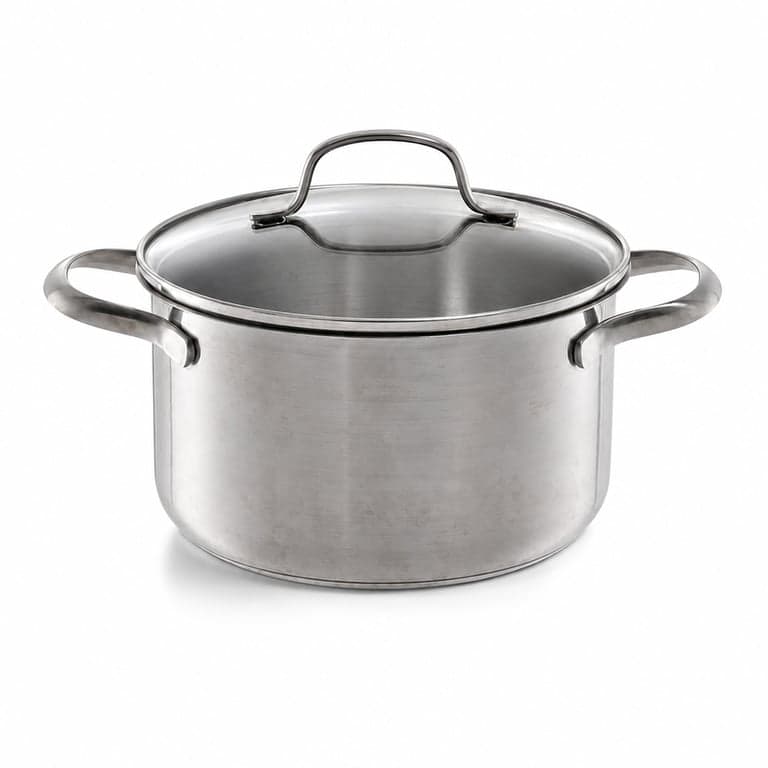Fissler San Francisco rozsdamentes acél főzőedény üveglefedővel, 20 cm, 3,3 L — használat nyomai meglátszanak (állapot: lásd a 2. képet)
