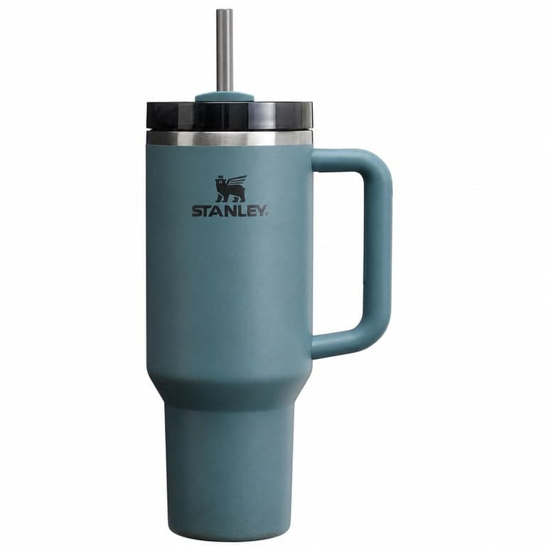 Stanley Quencher H2.0 FlowState termosz szívószállal, Blue Spruce, 1180 ml - Használt: kávéfoltos alj (állapot: lásd a 2. képet)