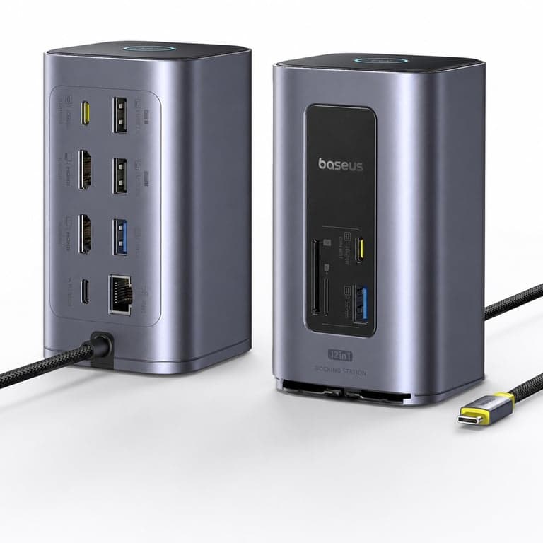 Baseus Nomos Air USB-C Dokkolóállomás 12 az 1-ben Windows — hibás, részben működik: kitört alsó rögzítőcsavarok (állapot: lásd a 2. képet)