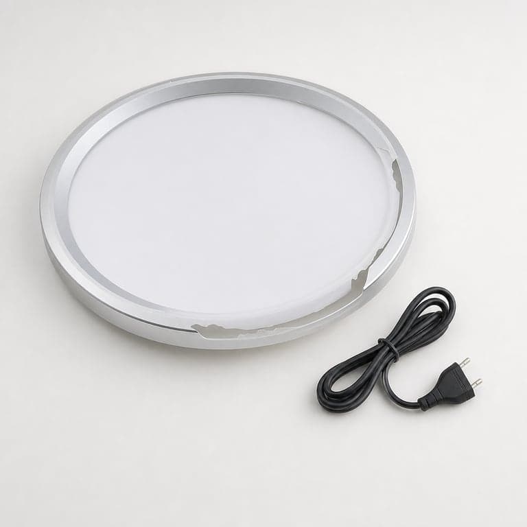 WARMELLE LED Mennyezeti Lámpa 48W 6500LM 38 cm Ezüst 3 — hibás, részben működik: törött lámpabúra-szél (állapot: lásd a 2. képet)