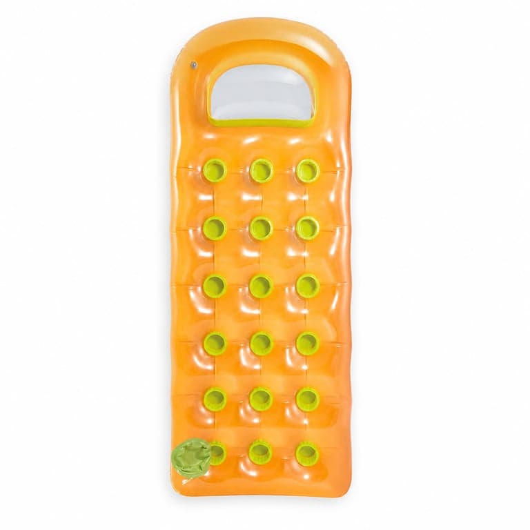 Intex 59895EU Felfújható Strandmatrac 18 Kerek Ablakkal, 188x71 cm, Többszínű, Javítófolttal — javító folt (állapot: lásd a 2. képet)