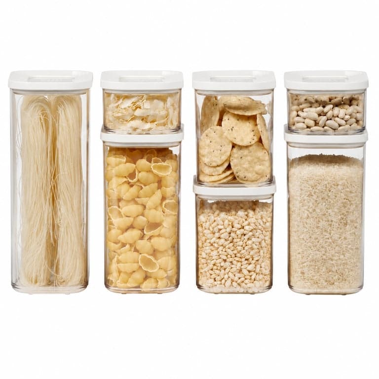Mepal Élelmiszertároló Doboz Készlet 6 db – Légzáró, Egymásba Rakható Tárolók, 1x2000ml, 2x1500ml, 2x425ml, Fehér, Konyhai Szervező (1 db