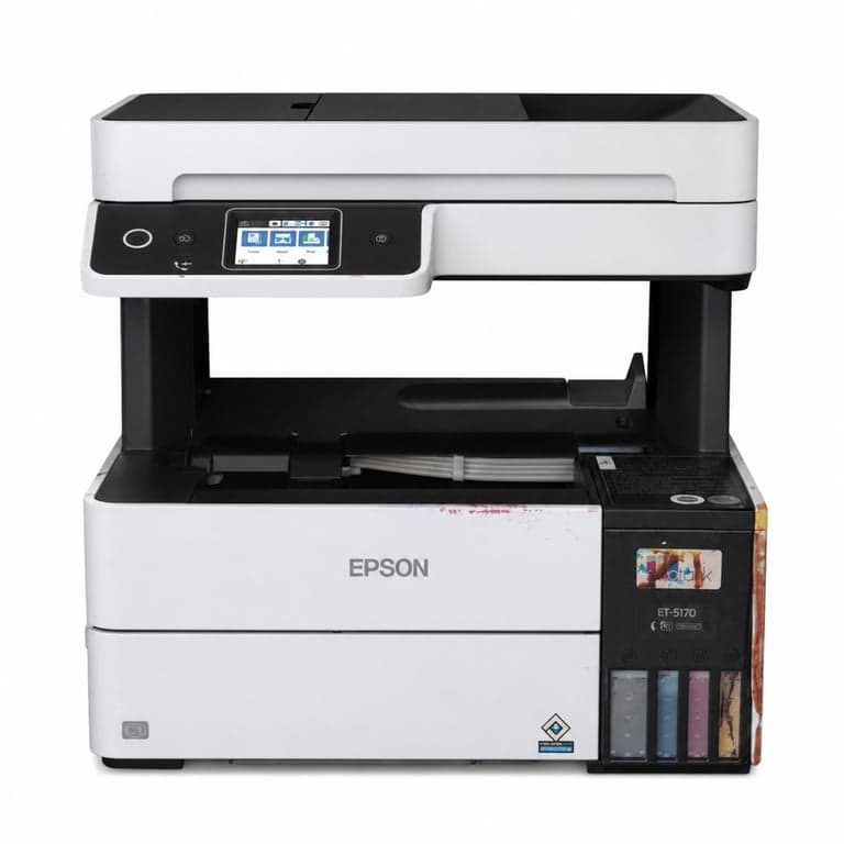 Epson EcoTank ET-5170 Tintasugaras Multifunkciós Nyomtató – HIBÁS — hibás, részben működik: Szétfolyt a tinta (állapot: lásd a 2. képet)