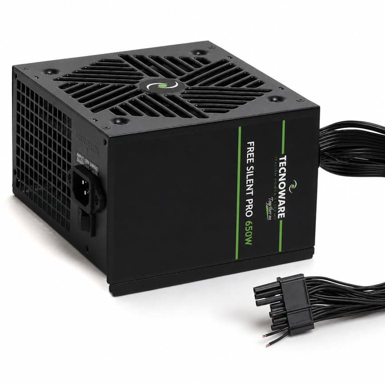 Tecnoware Free Silent Pro 650W ATX — hibás, részben működik: A 24 pines csatlakozón 2 kábel kiszakadt a fejből (állapot: lásd a 2. képet)