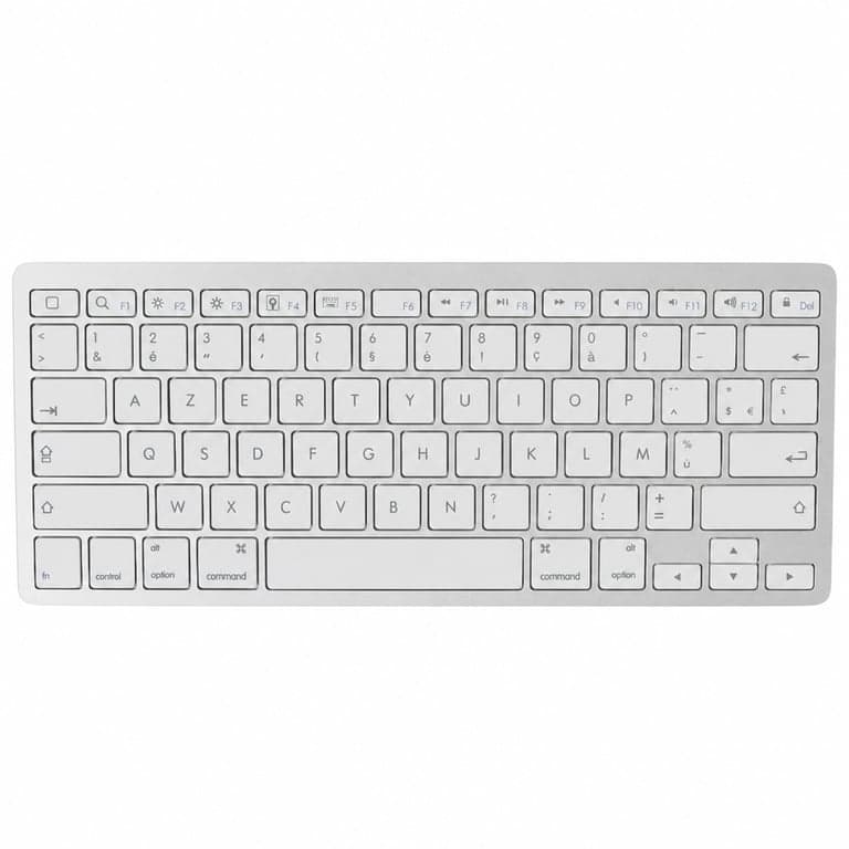 Bluestork KB Mini Mac Bluetooth billentyűzet AZERTY francia kiosztás fehér-ezüst — Bluetooth stick hiányzik (állapot: lásd a 2. képet)