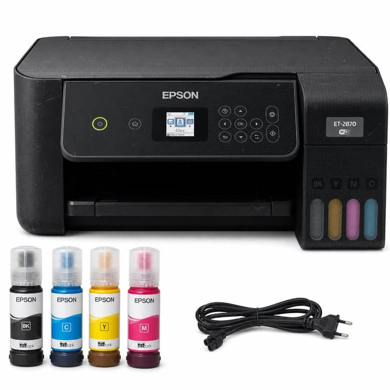 Epson EcoTank ET-2870 A4 Wi-Fi tintatartályos multifunkciós nyomtató, másoló, szkenner, LCD — beszáradt tinta (állapot: lásd a 2. képet)