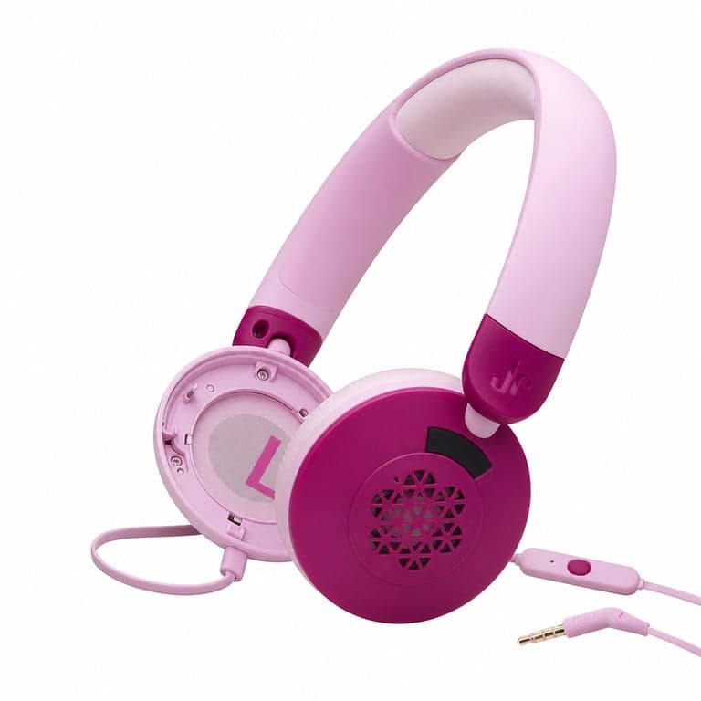 JBL Junior 320 gyerek vezetékes fejhallgató mikrofonnal, rózsaszín - hiányzó fülpárna (használt, bemutató darab) (állapot: lásd a 2. képet)