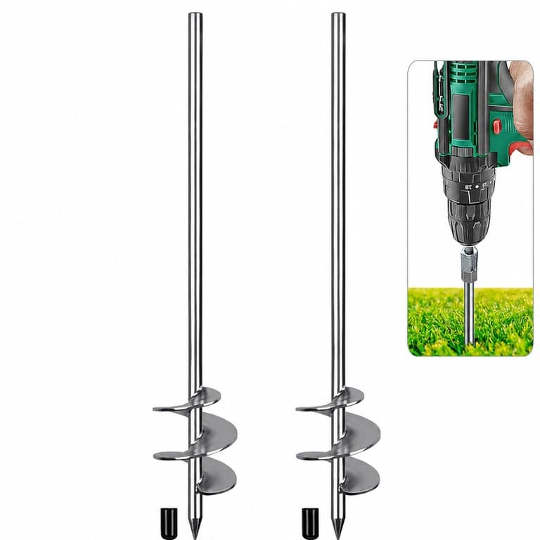 Insaga 2 db Csavaros Sátorcövek 76 cm, Hosszú Földhorgony Ezüst — — Behajtófej és a 2 db rögzítő karika hiányzik (állapot: lásd a 2. képet)