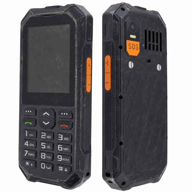 Hammer 6 LTE Gombos Mobiltelefon – 2500 mAh Akku, IP68, 2,4 colos — Töltőkábel hiányzik illetve erősen használt (állapot: lásd a 2. képet)