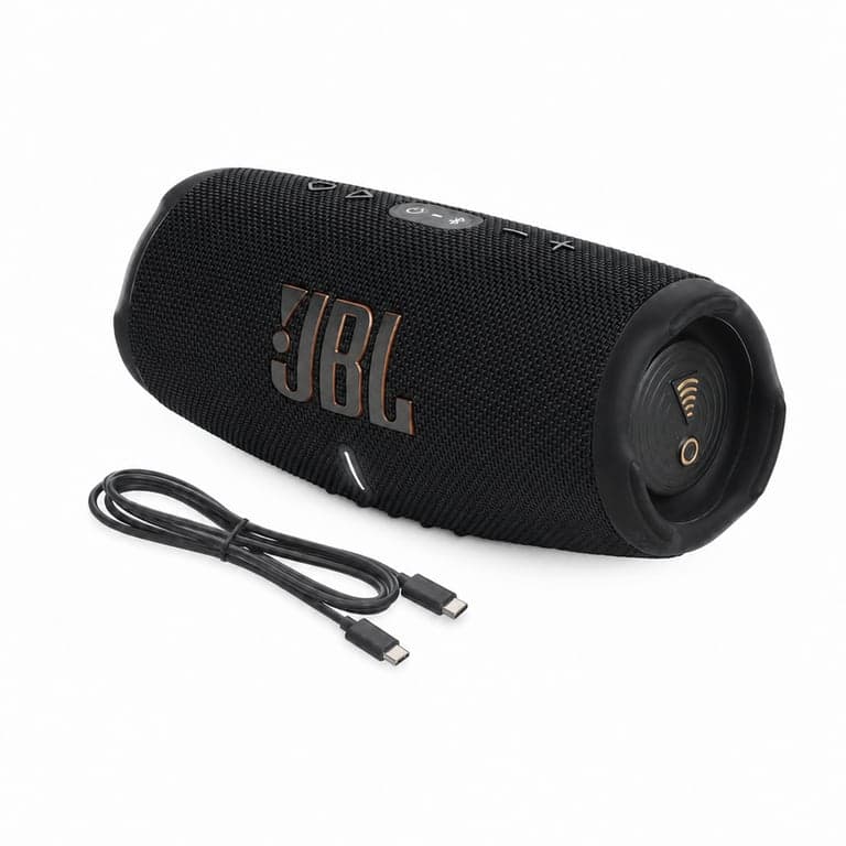 JBL Charge 5 Wi-Fi Bluetooth Hordozható Hangszóró, Vízálló — hibás, alkatrésznek: nem tölt és nem kapcsol be (állapot: lásd a 2. képet)