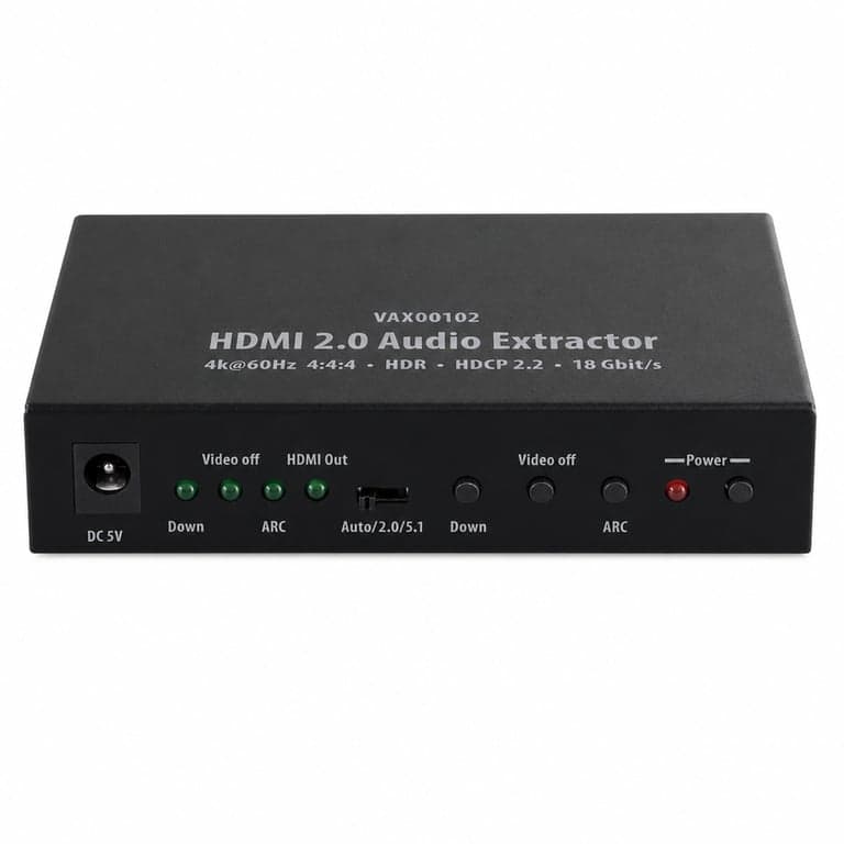 FeinTech VAX00102 HDMI 2.0 Audio Extractor ARC 4K HDR fekete — hibás, részben működik: Működik maga az eszköz (állapot: lásd a 2. képet)