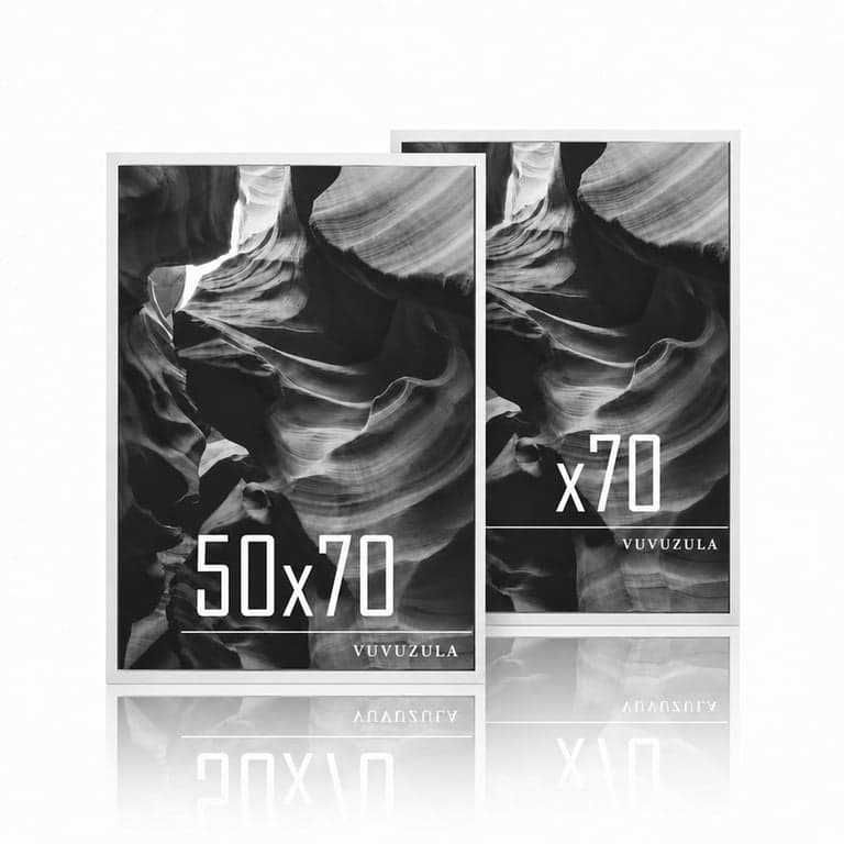 VUVUZULA képkeret 50x70 cm fehér MDF fa fotoráma 2 darabos szett falra akasztható poszterkerethez — 2 db-os szett