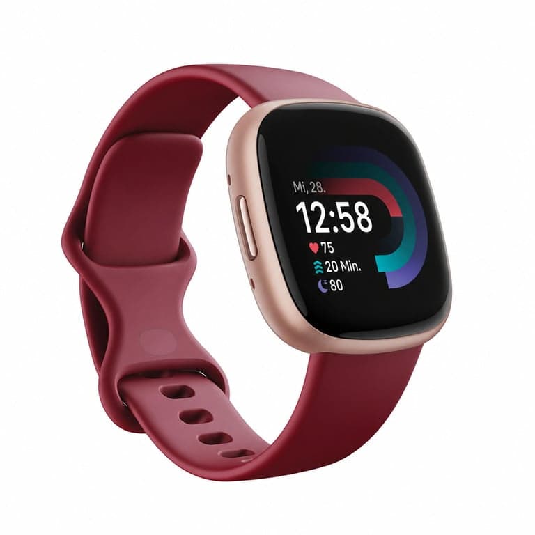 Fitbit Versa 4 Okosóra Beépített GPS-sel, Málnapiros szilikon szíj / Rézrózsaszín alumínium ház, Fitneszkövető, 6 napos akkumulátor