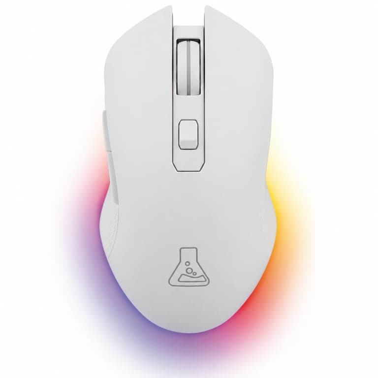 THE G-LAB Kult Helium vezeték nélküli gaming egér fehér 6400 DPI 7 színű RGB világítás 7 gomb hiányos csomag USB dongle nélkül