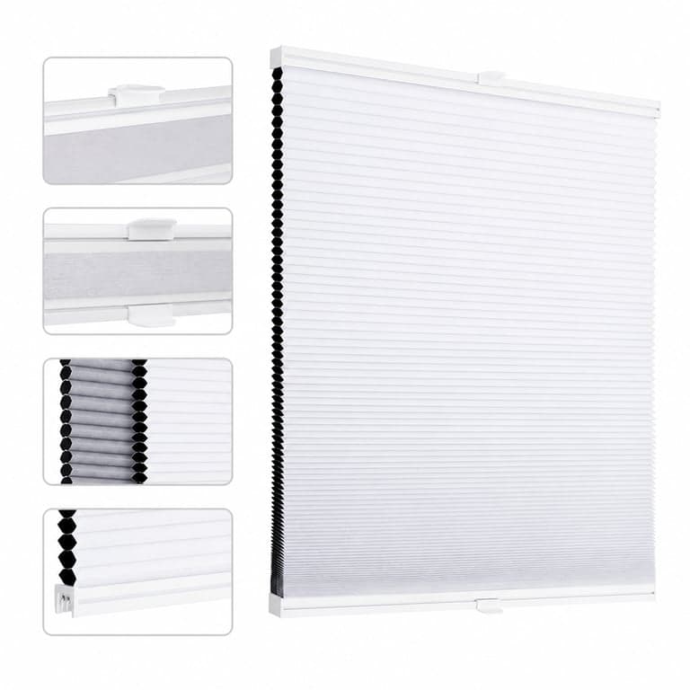 Sekey Méhsejt Pliszé Roló Fúrás Nélkül 60x100 cm Fehér, 100% Sötétítő — A két oldalú raggasztók hiányoznak róla (állapot: lásd a 2. képet)