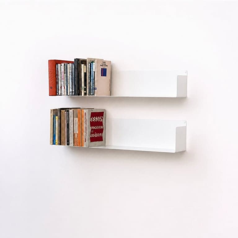 TEEbooks Lebegő Fali Könyvespolc Acél Fehér 60x15x15 cm Láthatatlan Rögzítéssel Made in Italy 2 db-os szett