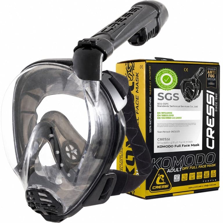 Cressi Komodo teljes arcú snorkelmaszk 180 fokos panorámával, párásodásgátló, száraz rendszer — használt (állapot: lásd a 2. képet)