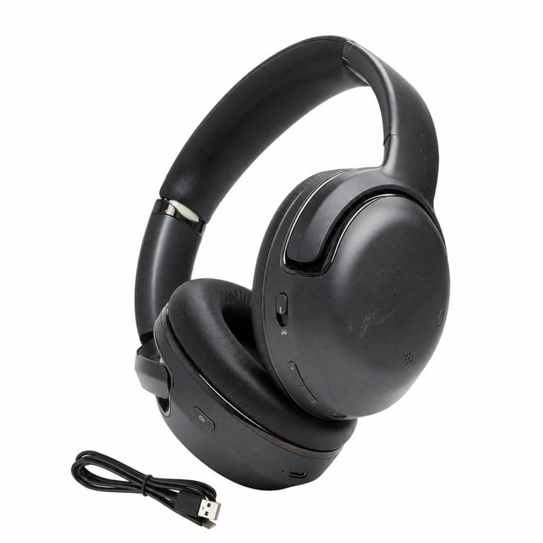 JBL Tour One M2 Bluetooth Over-Ear fejhallgató, fekete, zajszűrős, vezeték — hibás, alkatrésznek: nem kapcsol be (állapot: lásd a 2. képet)