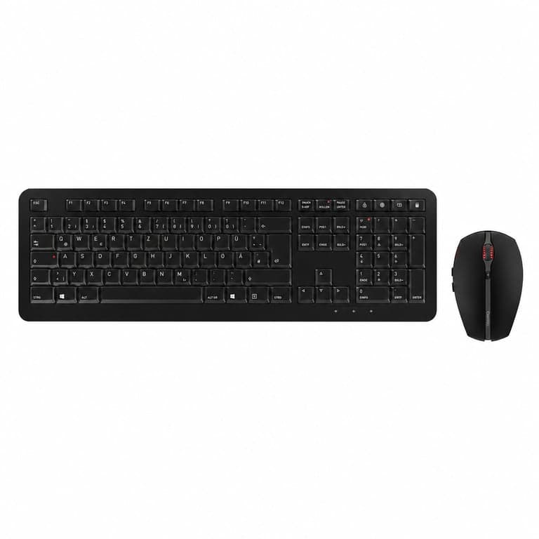 CHERRY GENTIX Desktop Vezeték nélküli Billentyűzet és Egér Szett, Fekete, Német — Billentyűzet támasza hiányzik (állapot: lásd a 2. képet)