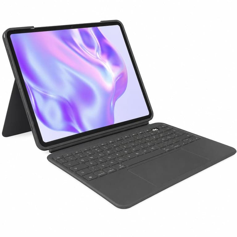 Logitech Combo Touch billentyűzetes tok iPad Pro 13" (M4/M5) — 1 db gomb ki van esve és a burkolat néhol (állapot: lásd a 2. képet)