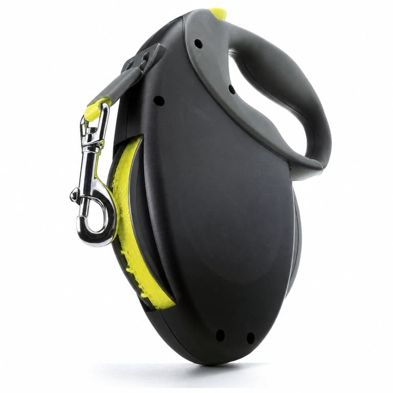 flexi Giant Professional L önbehúzós kutyapóráz, 10 m szalag, fekete/neon-sárga, max. 50 kg – — A kötél viseltes (állapot: lásd a 2. képet)