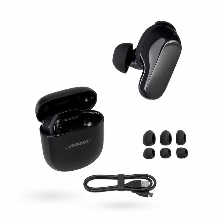 Bose QuietComfort Ultra Earbuds Bluetooth Fülhallgató — hibás, részben működik: bal fülhallgató sérült, néma (állapot: lásd a 2. képet)