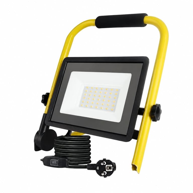 Fynokst 150W LED Építési Reflektor 15400LM, IP66 Vízálló Munkalámpa Dugóval, 3,5 m Kábel — törött láb nélkül (állapot: lásd a 2. képet)