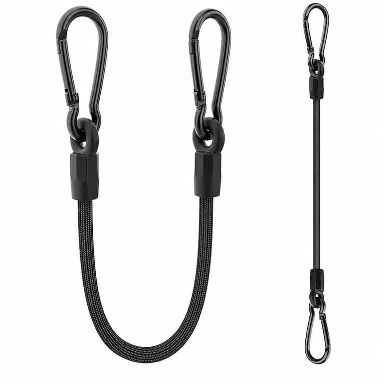 Rugtol Gumipánt Karabinerrel 30 cm Fekete - 100% Latex Expander Napvitorlához, Ponyvahoz, Kerékpárhoz, Autóhoz, Rakományhoz - 2 db-os