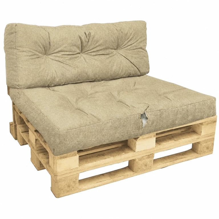 VOUNOT Raklappárna Szett 120x80 cm ülőpárna és 120x40 cm háttámlapárna — hibás, részben működik: szakadt párna (állapot: lásd a 2. képet)