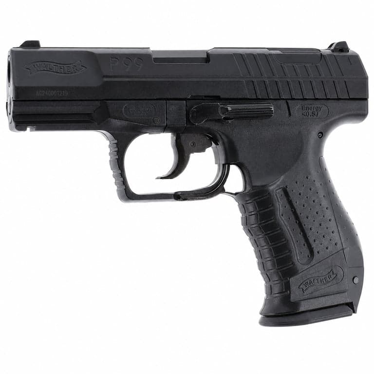 Walther Softair P99 Légpisztoly – Airsoft Pisztoly, Max. 0,5 Joule Teljesítmény — szánrögzítő hibás nélkül (állapot: lásd a 2. képet)
