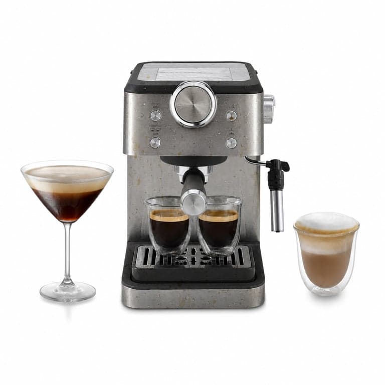 De'Longhi Classic EM450.M Portaszűrős Eszpresszógép Tejhabosítóval, 15 Bar, 1,7 l Víztartály — Vízcseppes (állapot: lásd a 2. képet)