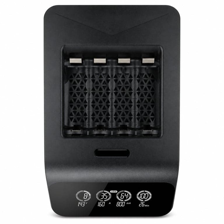 VARTA LCD Smart Charger+ AA AAA akkumulátor töltő, egyedi csomag akkumulátorok — 4db AA akkumulátor hiányzik (állapot: lásd a 2. képet)