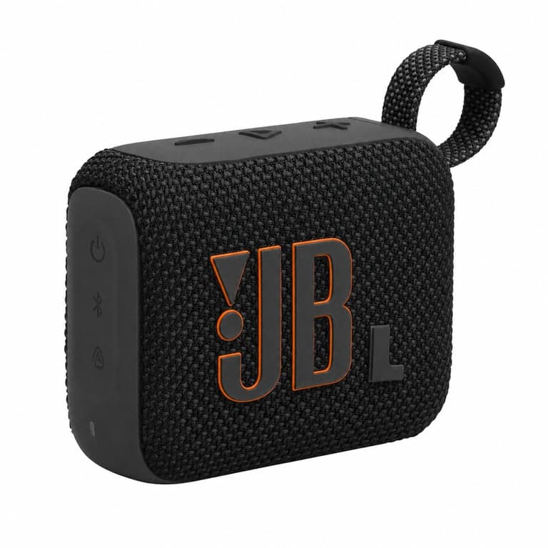 JBL Go 4 hordozható Bluetooth hangszóró, fekete, használt - JBL Pro Sound, mély — L betű felvált a ragasztásról (állapot: lásd a 2. képet)