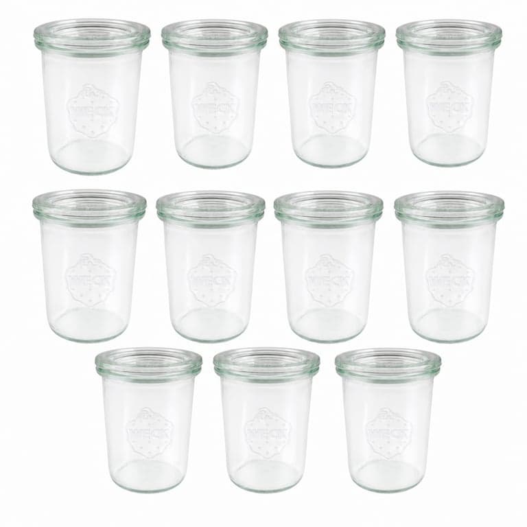 Weck Sturzform befőttesüveg üvegtető fedővel, 160 ml, átlátszó, desszertekhez, 60 mm RR fedő, 11 db-os szett (hiányos csomag)