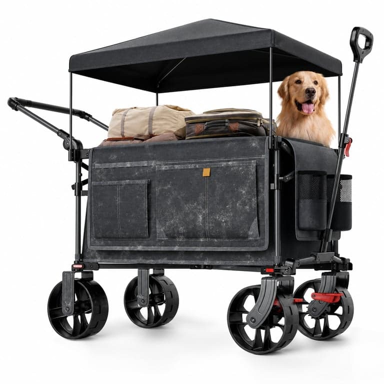 EVER ADVANCED XXL Összecsukható Kézikocsi 225 L 150 kg Teherbírással Tetővel és Fékkel — Több helyen koszos (állapot: lásd a 2. képet)