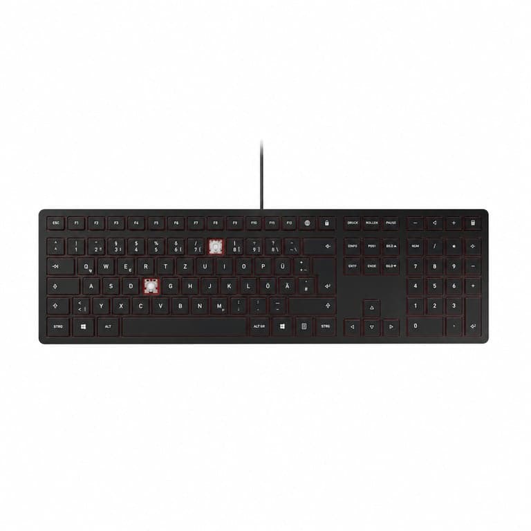 CHERRY KC 6000 Slim USB billentyűzet, fekete, német QWERTZ — hibás, alkatrésznek: Nincs meg 2 billentyű (állapot: lásd a 2. képet)