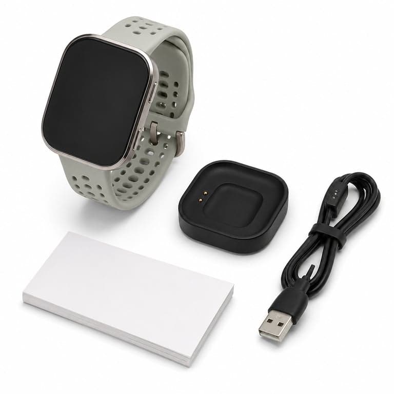 Amazfit Bip 6 okosóra 46 mm, kő színű, AMOLED — hibás, részben működik: telefonos párosítás nem működik, töltő (állapot: lásd a 2. képet)