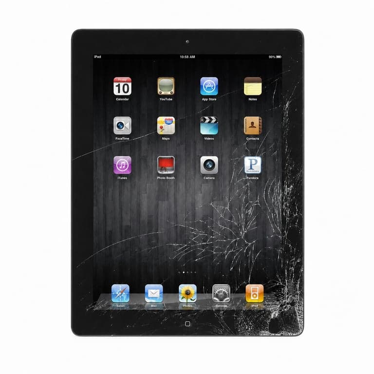 Apple iPad 4 Retina 9,7" táblagép 16GB Wi-Fi fekete — összetört képernyő, töltésre reagál, alkatrésznek (állapot: lásd a 2. képet)
